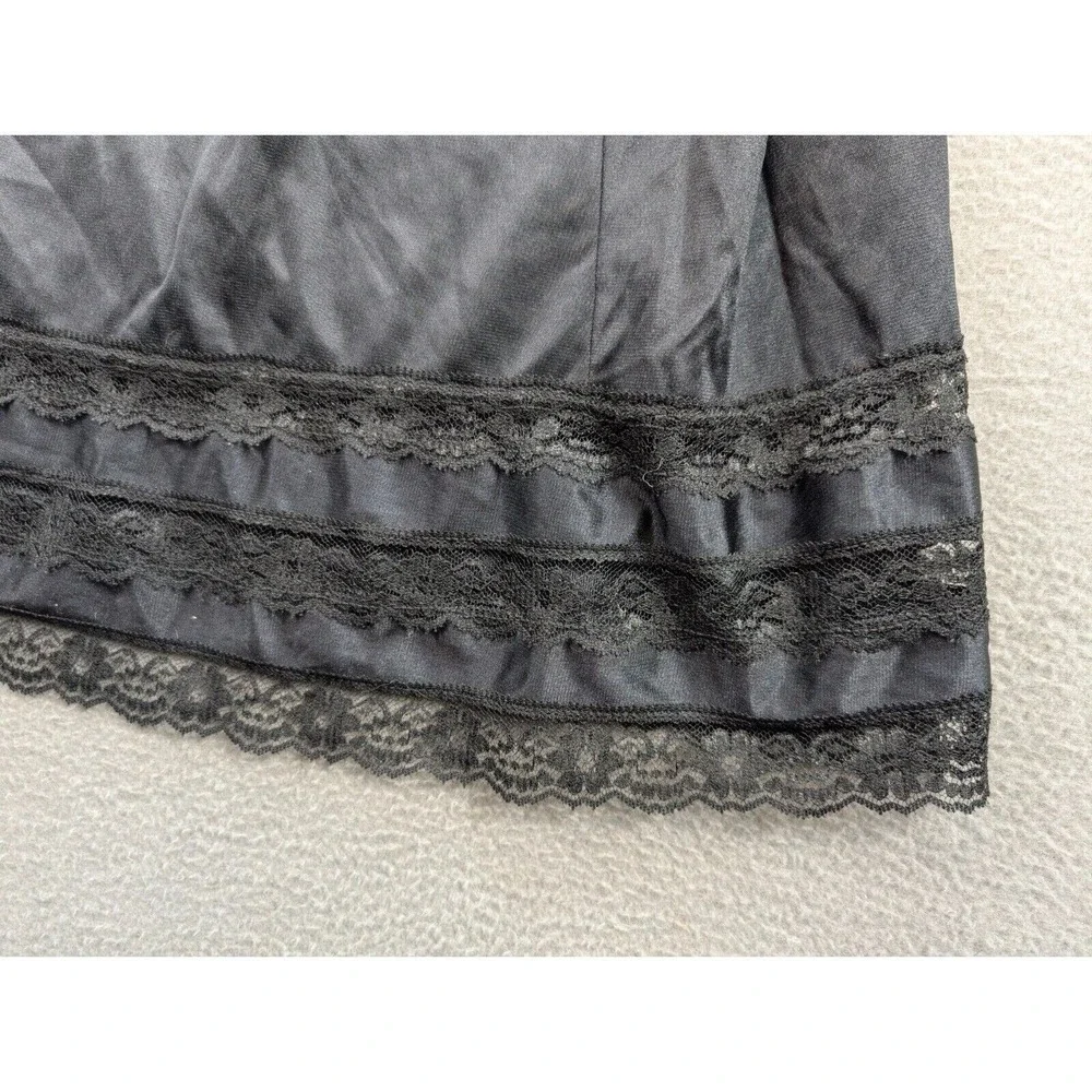 Vintage Velrose 100% Nylon Black Night Gown Lingerie Lace Mexico Women's Size 42